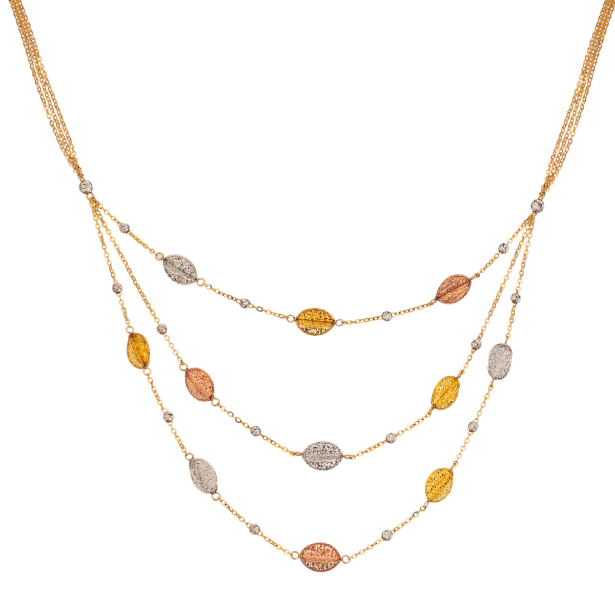 PENDANT NECKLACE 3 COLORS IN ITALIAN 18K GOLD