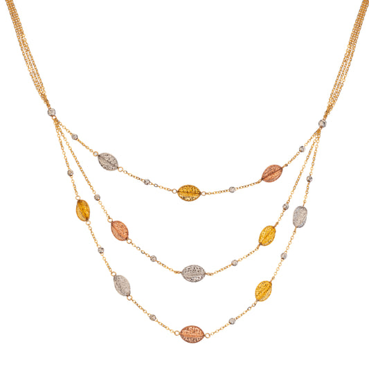 PENDANT NECKLACE 3 COLORS IN ITALIAN 18K GOLD